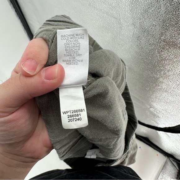 J Jill Linen Garment Dyed Grey Green Lagenlook Pants Size L - Picture 7 of 7